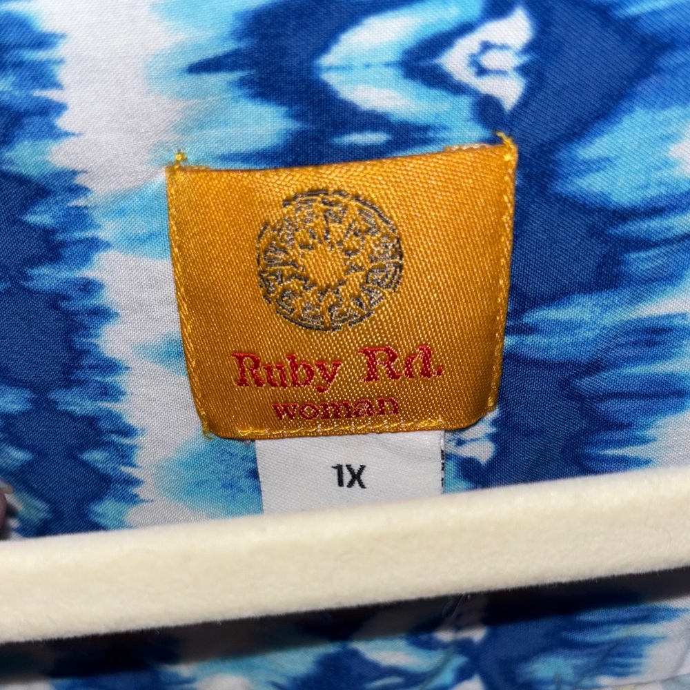 Ruby Rd. Boho Blue And Yellow Patterned Blouse Kn… - image 4